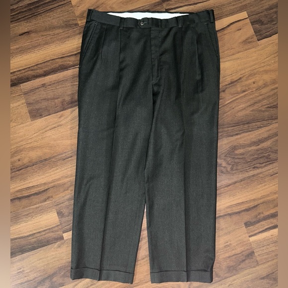 Vtg Hart Schaffner Marx 38x27 Black 100% Wool Pleated Classic Dress Mens Pants - Picture 1 of 11